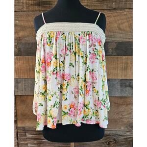 Chloe K off Shoulder Crochet Boho Flowy Floral Top Large Bloomcore Cottagecore